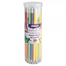 Ołówki pastelowe STRIGO HB z gumką Display 36 sztuk
