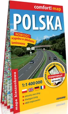 Polska kieszonkowa laminowana mapa samochodowa 1:1 400 000