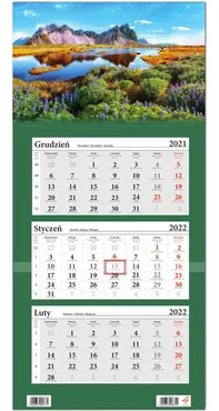 Kalendarz ścienny 2022 trójdzielny Góry - Outlet