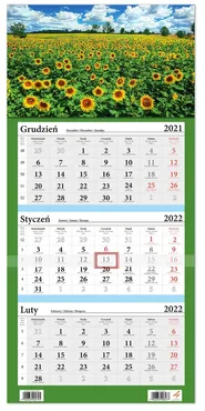 Kalendarz ścienny 2022 trójdzielny LUX Słoneczniki - Outlet