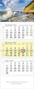 Kalendarz 2022 trójdzielny Bałtyk