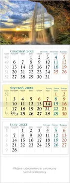 Kalendarz 2022 trójdzielny Wodospad