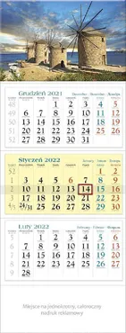 Kalendarz 2022 trójdzielny Wiatraki