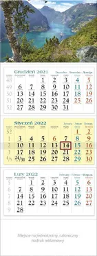 Kalendarz 2022 trójdzielny Fiord