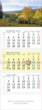Kalendarz 2022 trójdzielny Jesień