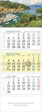 Kalendarz 2022 trójdzielny Widok