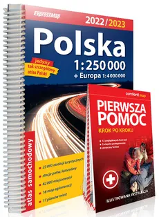 Polska atlas samochodowy 1:250 000 + instrukcja pierwszej pomocy