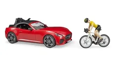 Bruder Auto Roadster czerwone z figurką i rowerem