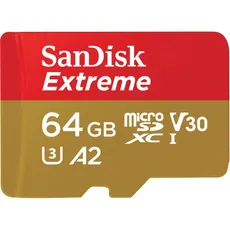 Karta pamięci SanDisk EXTREME SDSQXA2-064G-GN6MA (64GB; Class 10, Class U3, V30; + adapter)