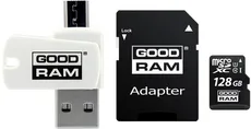Karta pamięci z adapterem i czytnikiem kart GoodRam All in one M1A4-1280R12 (128GB; Class 10; Adapter, Czytnik kart MicroSDHC, Karta pamięci)