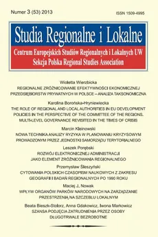 Studia Regionalne i Lokalne nr 3(53)/2013 - Leszek Porębski: Rozwój elektronicznej administracji jako element zróżnicowania regionalnego - Grzegorz Gorzelak