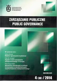 Zarządzanie Publiczne nr 4(30)/2014 - Michał Żabiński: The dark side of governance or on the shortcomings of governance networks - Janos Kornai, Marian Mroziewski, Michał Żabiński, Piotr Kopyciński