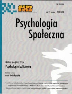 Psychologia Społeczna nr 1(28)/2014 - Piotr Szarota: Przyjaźń pod mikroskopem. Problemy metodologiczne w badaniach nad funkcjonowaniem relacji przyjacielskich