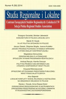 Studia Regionalne i Lokalne nr 4(58)2014 - Sprawozdania: Ekonomiczne starty i społeczne koszty niekontrolowanej urbanizacji w Polsce