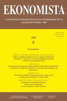 Ekonomista 2020 nr 6 - Wpływ wydatków budżetowych na zmiany strukturalne i dochody w rolnictwie w warunkach funkcjonowania w Polsce instrumentów WPR - Praca zbiorowa