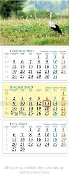 Kalendarz 2023 trójdzielny KT 09 Bocian