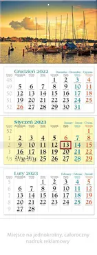 Kalendarz 2023 trójdzielny Mazury