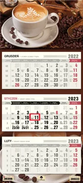 Kalendarz 2023 ścienny trójdzielny Cappuccino