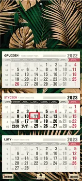 Kalendarz 2023 ścienny trójdzielny Glamour Green