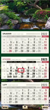 Kalendarz 2023 ścienny trójdzielny Zen