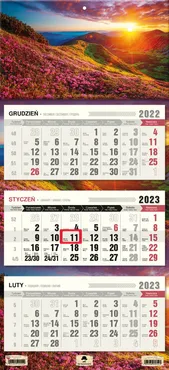Kalendarz 2023 ścienny trójdzielny Karpaty