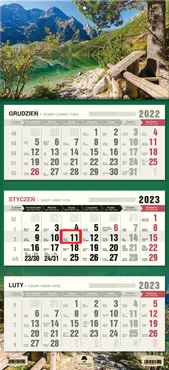 Kalendarz 2023 ścienny Trójdzielny Tatry