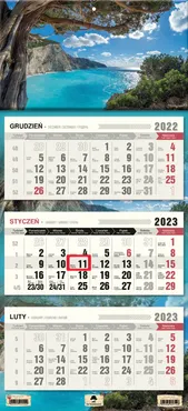Kalendarz 2023 ścienny trójdzielny Zatoka