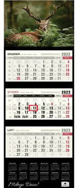 Kalendarz 2023 ścienny trójdzielny premium Jeleń