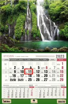 Kalendarz 2023 ścienny jednodzielny Wodospad