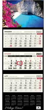Kalendarz 2023 ścienny trójdzielny premium Zakintos