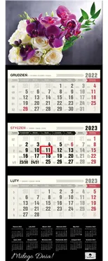 Kalendarz 2023 ścienny trójdzielny premium Bukiet