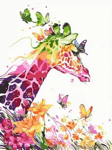 Malowanie po numerach 30x40cm Kolorowa żyrafa
