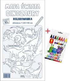 Mapa świata Dinozaury Kolorowanka XL + kredki