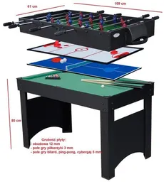 Stół sportowy 4 w 1 Jupiter (Piłkarzyki, Cymbergaj, Ping Pong, Billard)