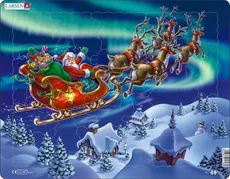 Układanka Święty Mikołaj i jego sanie w zorzy polarnej 26 elementów