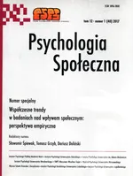 Psychologia społeczna Tom 12 numer 1 (40) 2017