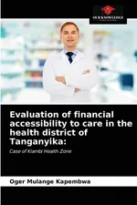 Evaluation of financial accessibility to care in the health district of Tanganyika - Kapembwa Oger Mulange