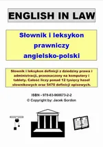 English in low. Słownik i leksykon prawniczy angielsko-polski - Jacek Gordon