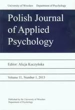 Polish Journal of Applied Psychology Volume 11 Number 2 2013 - Outlet - Alicja Kuczyńska