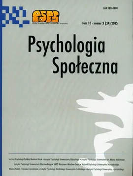 Psychologia społeczna Tom 10 Numer 3(34) 2015