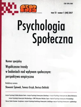 Psychologia społeczna Tom 12 numer 1 (40) 2017