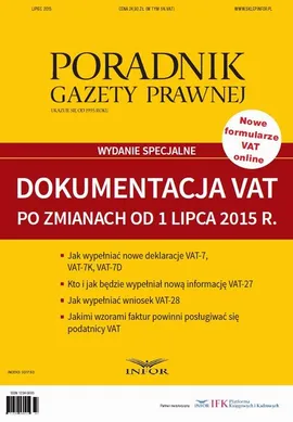 Dokumentacja VAT po zmianach od 1 lipca 2015 r. - Infor Pl