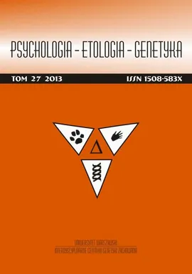 Psychologia-Etologia-Genetyka nr 27/2013 - Techniki monitorowania zachowań terytorialnych i migracyjnych w badaniach etologicznych - Włodzimierz Oniszczenko