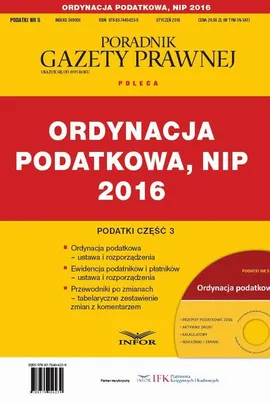 PODATKI 2016/5  Podatki cz.3 Ordynacja podatkowa, NIP 2016 - Infor Pl
