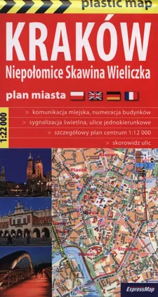Kraków Niepołomice, Skawina, Wieliczka foliowany plan miasta 1:22 000