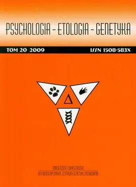 Psychologia etologia genetyka Tom 20/2009