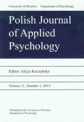 Polish Journal of Applied Psychology Volume 11 Number 2 2013 - Outlet - Alicja Kuczyńska