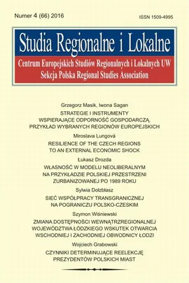 Studia Regionalne i Lokalne nr 4(66)/2016 - Grzegorz Masik, Iwona Sagan: Strategie i instrumenty wspierające odporność gospodarczą…. Przykład wybranych regionów europejskich [Strategies and tools supporting economic resilience: The case of some European r - Grzegorz Gorzelak