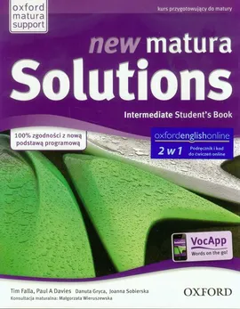 New Matura Solutions Intermediate Student's Book + broszura + online Zakres podstawowy i rozszerzony - Outlet - Falla Tim Davies, Paul A. Wieru